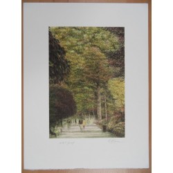 Harold ALTMAN - Lithographie : Promenade à Central Park