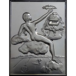 Salvador DALI : Sculpture, bas-relief en argent - Hommage à la philosophie