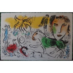 Marc CHAGALL - Lithographie : Le cheval vert