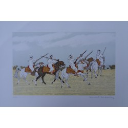 Vincent HADDELSEY - Lithographie : Les cavaliers du désert