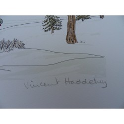 Vincent HADDELSEY - Lithographie : Le cheval de traineau