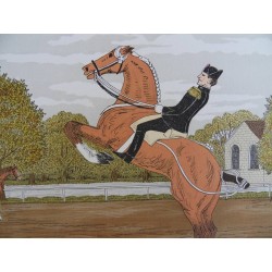 Vincent HADDELSEY - Lithographie : Le cheval cabré