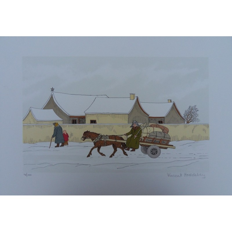 Vincent HADDELSEY - Lithographie : Cheval : l'hiver