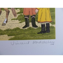 Vincent HADDELSEY - Lithographie : Cheval en Mongolie