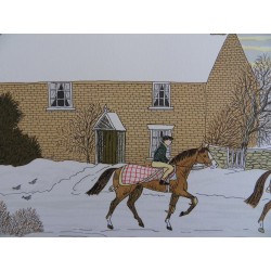 Vincent HADDELSEY - Lithographie : Promenade en hiver