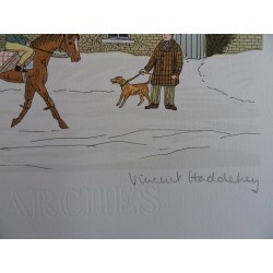 Vincent HADDELSEY - Lithographie : Promenade en hiver