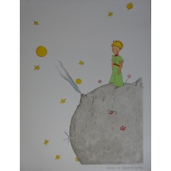 Antoine de Saint Exupéry - Lithographie : Le Petit Prince sur sa planète