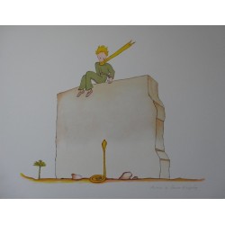 SAINT EXUPERY - Lithographie : Le Petit Prince et le serpent
