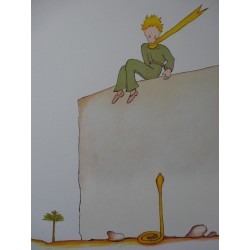SAINT EXUPERY - Lithographie : Le Petit Prince et le serpent