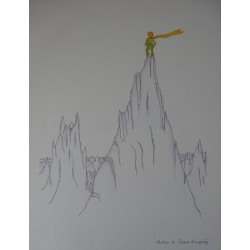 SAINT EXUPERY - Lithographie : Le Petit Prince sur les cimes