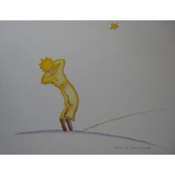 SAINT EXUPERY - Lithographie : Le Petit Prince endormi