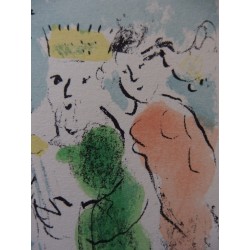 Marc Chagall - Lithographie : Le cadeau du roi - Carte de voeux 1981