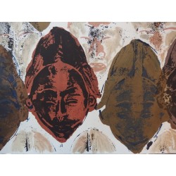 ARMAN : Accumulation de masques - Lithographie originale signée