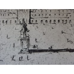 Salvador DALI : La grande Place des Vosges, du temps de Louis XIII - Gravure et aquatinte signée