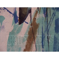 Zao Wou-Ki : Lithographie signée - Composition bleue et brune 1967