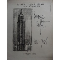Bernard BUFFET : Gravure originale - New York : L'Empire State Building