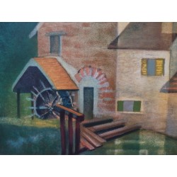 Louis Toffoli : Lithographie originale - Le vieux moulin (Gercy)