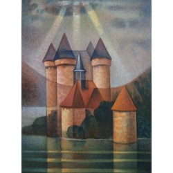 Louis Toffoli : Lithographie originale - Le château de Val
